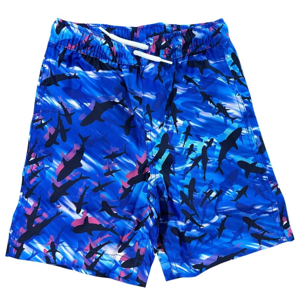 Lands End Swim Trunks Cool Sharks Size L